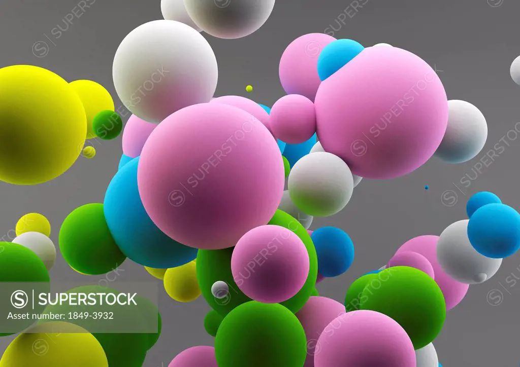 Abstract colorful spheres floating