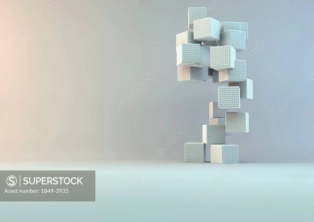 Gray patterned cubes stacked together