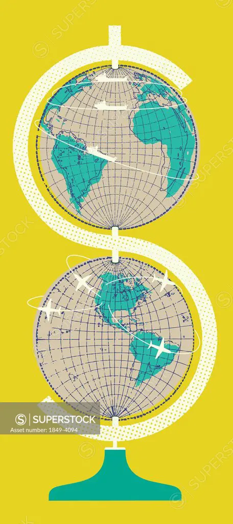 Globes stacked to form dollar symbol