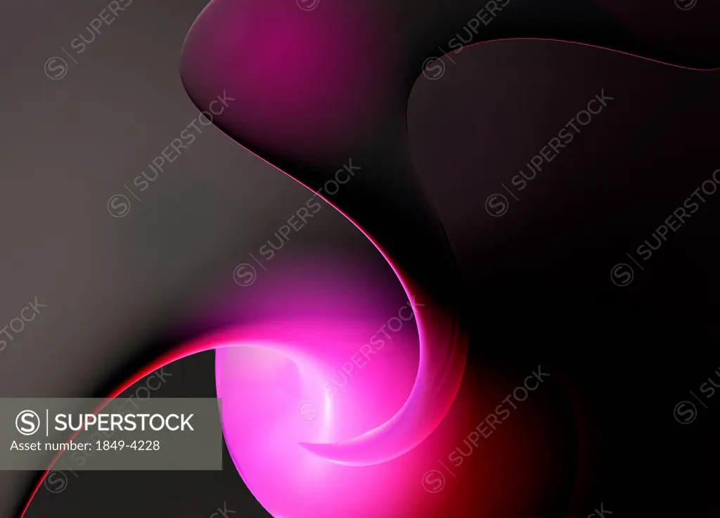 Abstract digitally generated background with glowing pink light forming from black lines