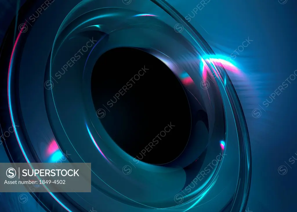 Abstract digitally generated backgrounds with metallic blue circle shape