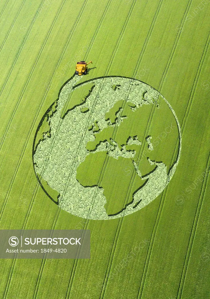Globe crop circle in green field
