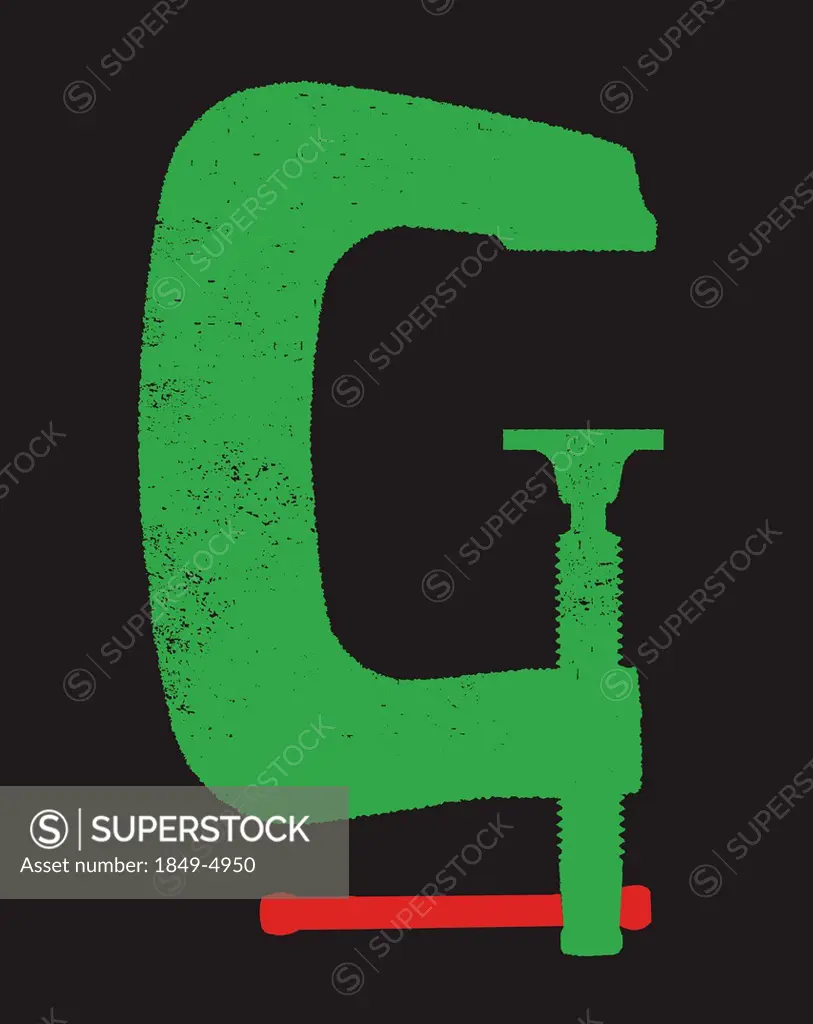 Green vise grip on black background