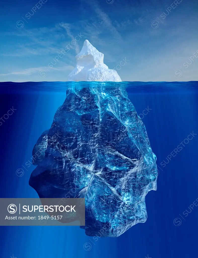 Iceberg above and below water line