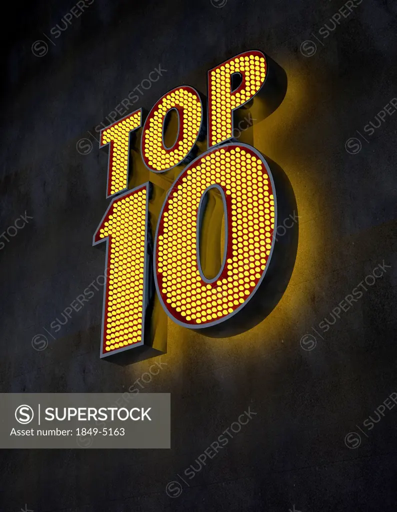 Top 10” illuminated sign