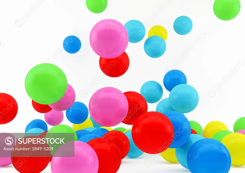 Abstract close up of multicolored balls on white background