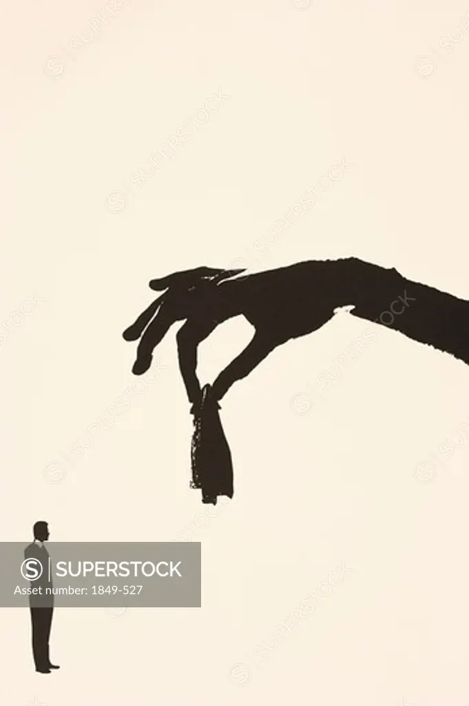 Hand holding coat above man