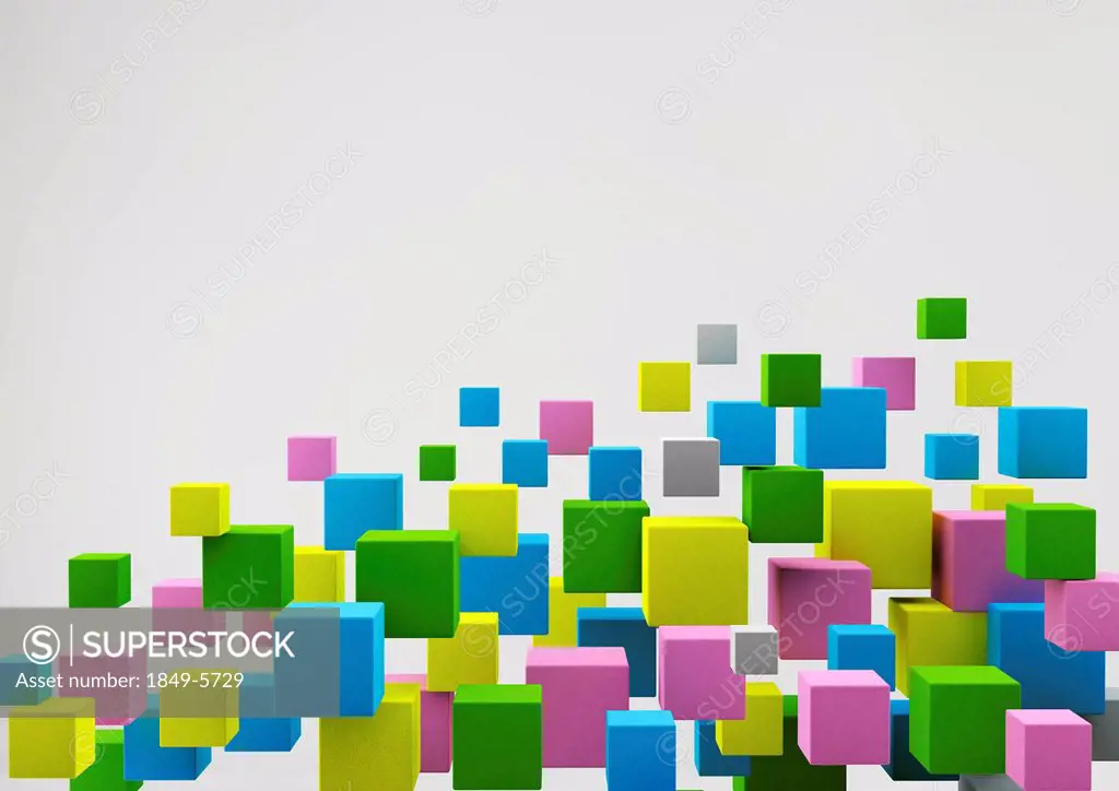 Abstract floating multicolor cubes
