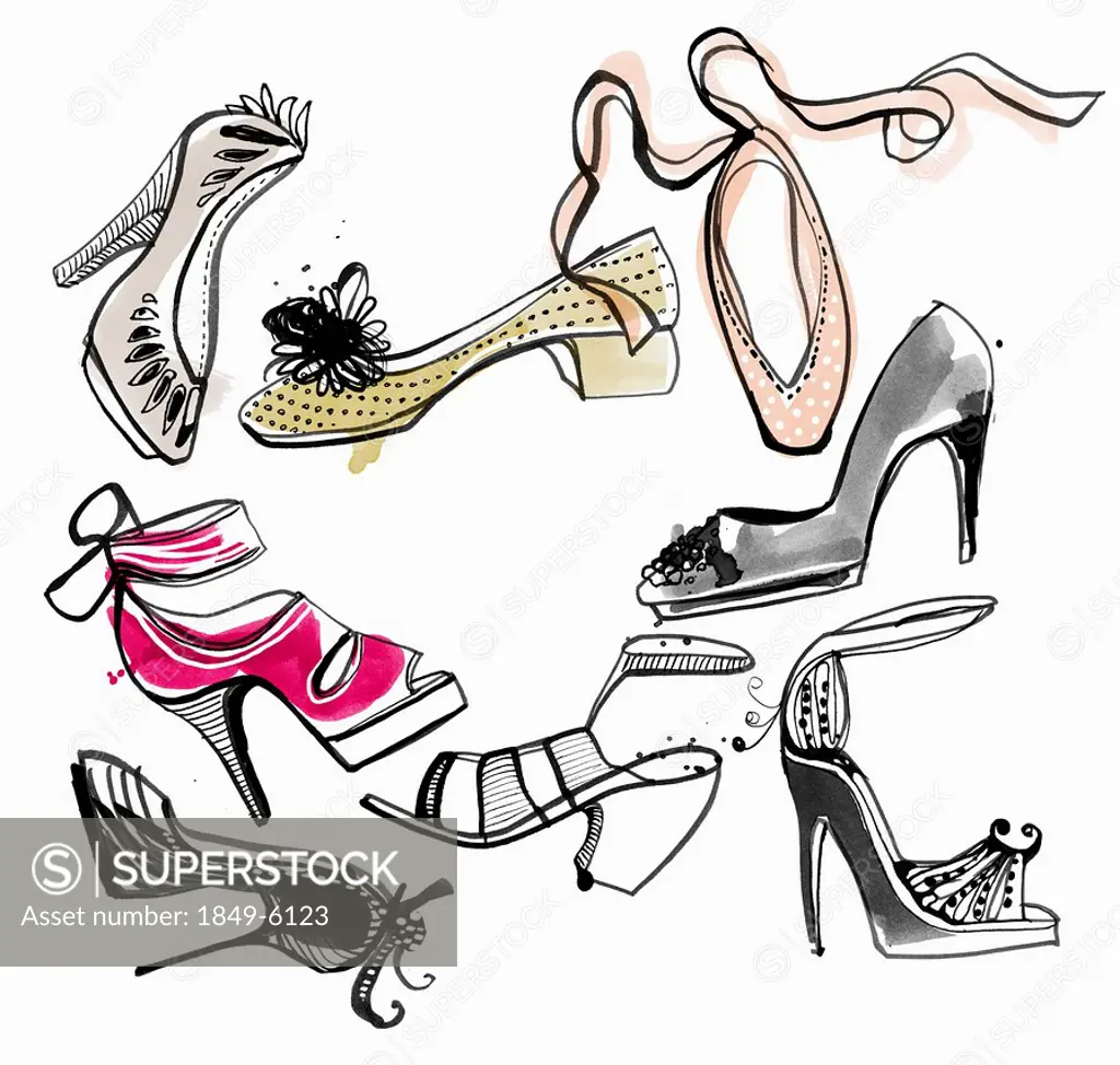 Variety of womens shoes