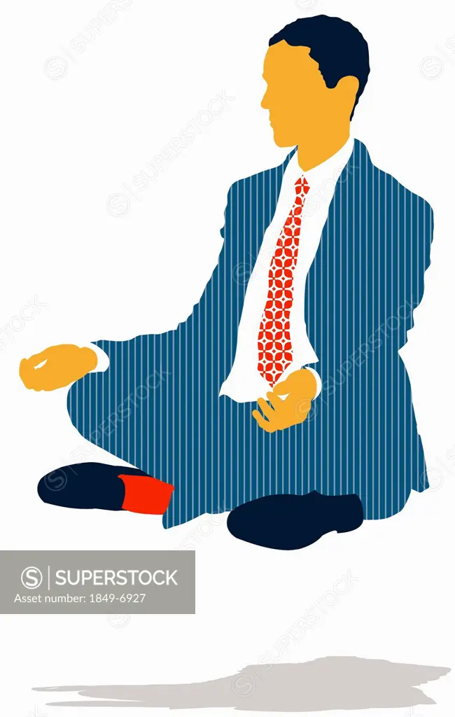 Businessman levitating in lotus position