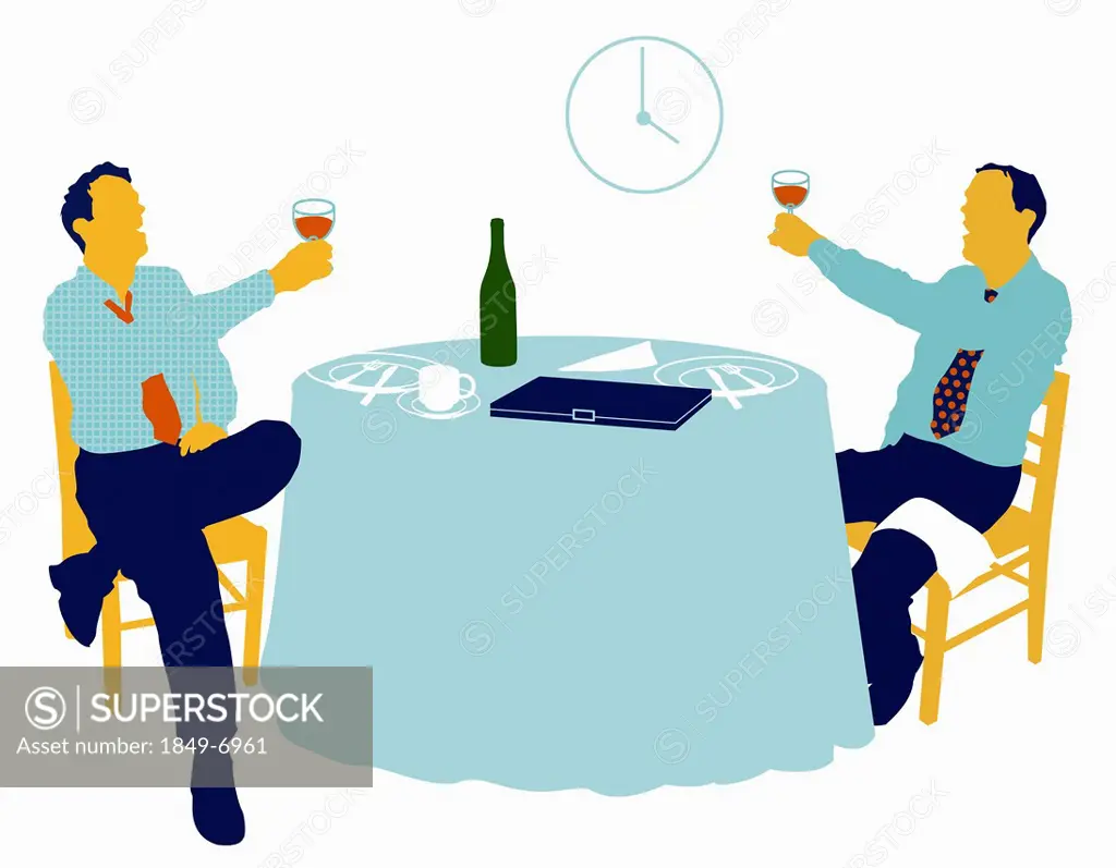 Businessmen drinking in restaurant in afternoon
