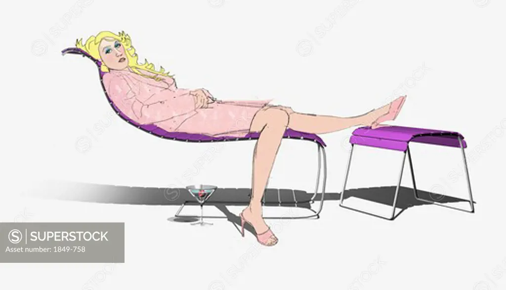 Woman relaxing with martini