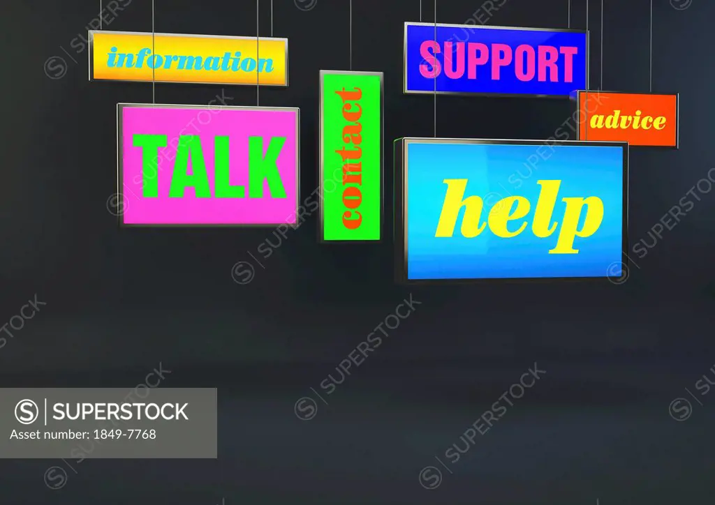 Information, support, help and advice service signs