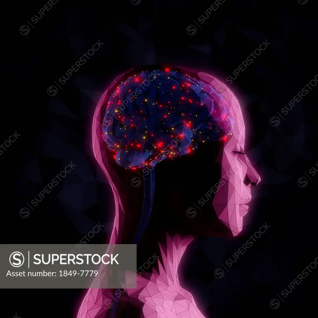 Bright lights inside of woman's head