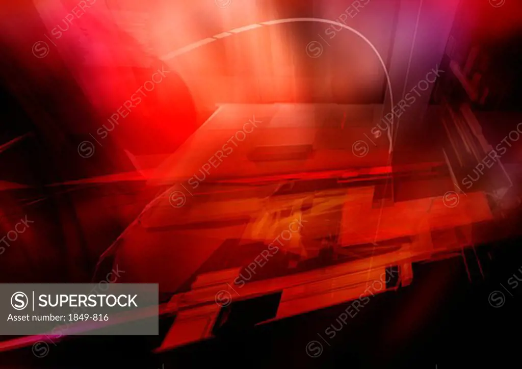 Abstract image of red, glowing geometric shapes