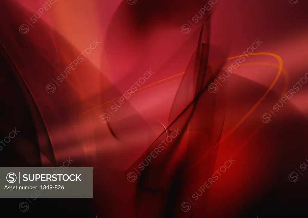 Abstract image of red swirling lines and clouds