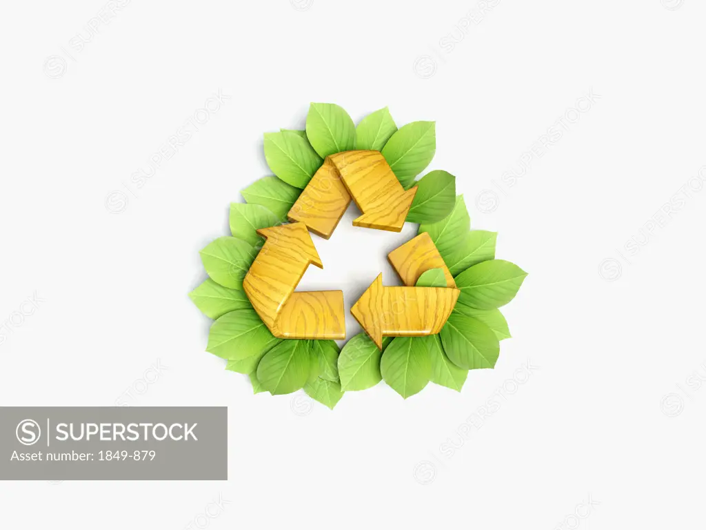 Recycling symbol surrounded by leaves