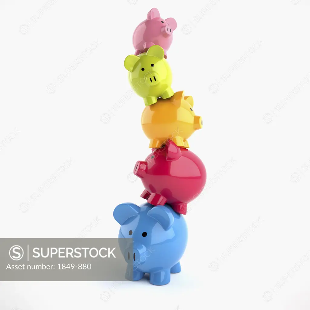 Unstable stack of piggy banks
