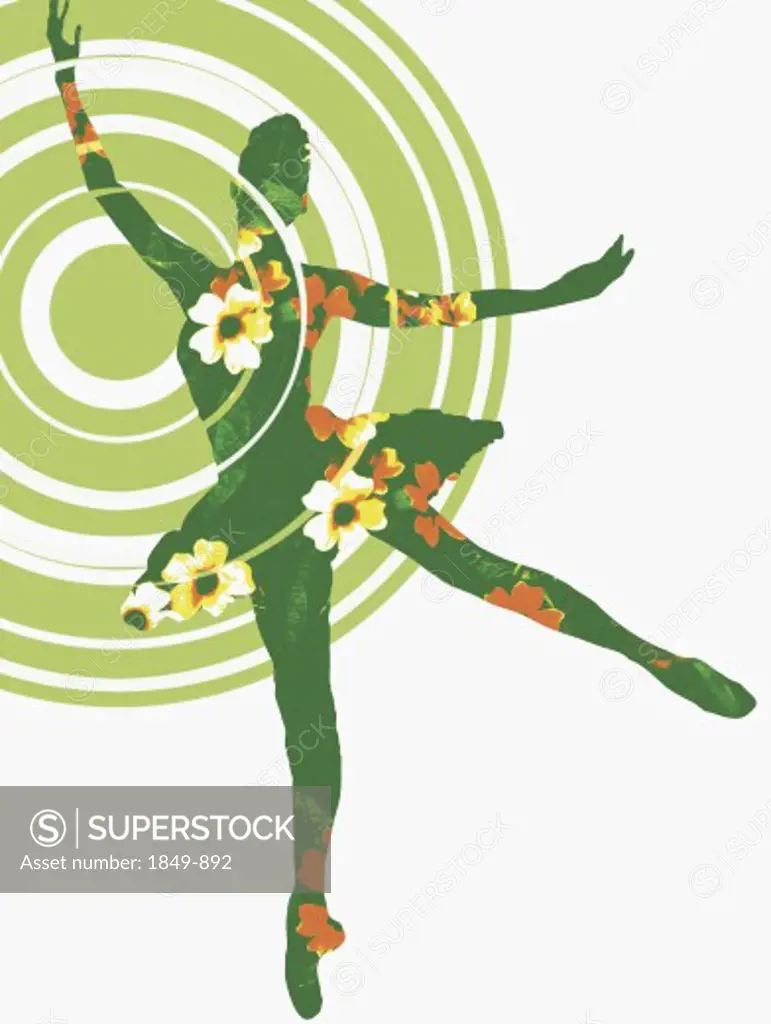Dancing ballerina decorated with flowers
