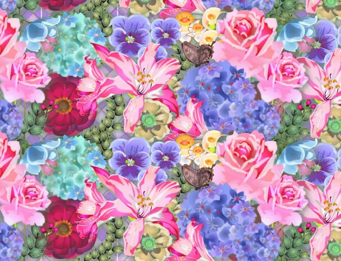 Full frame pastel floral pattern