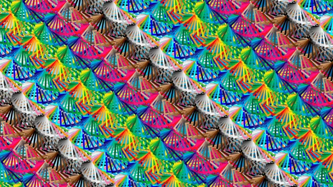 Colourful abstract fan pattern