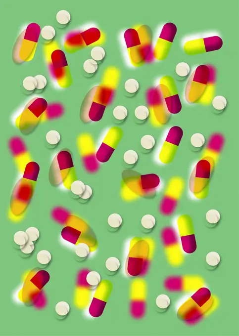 Abstract pattern of pills and capsules