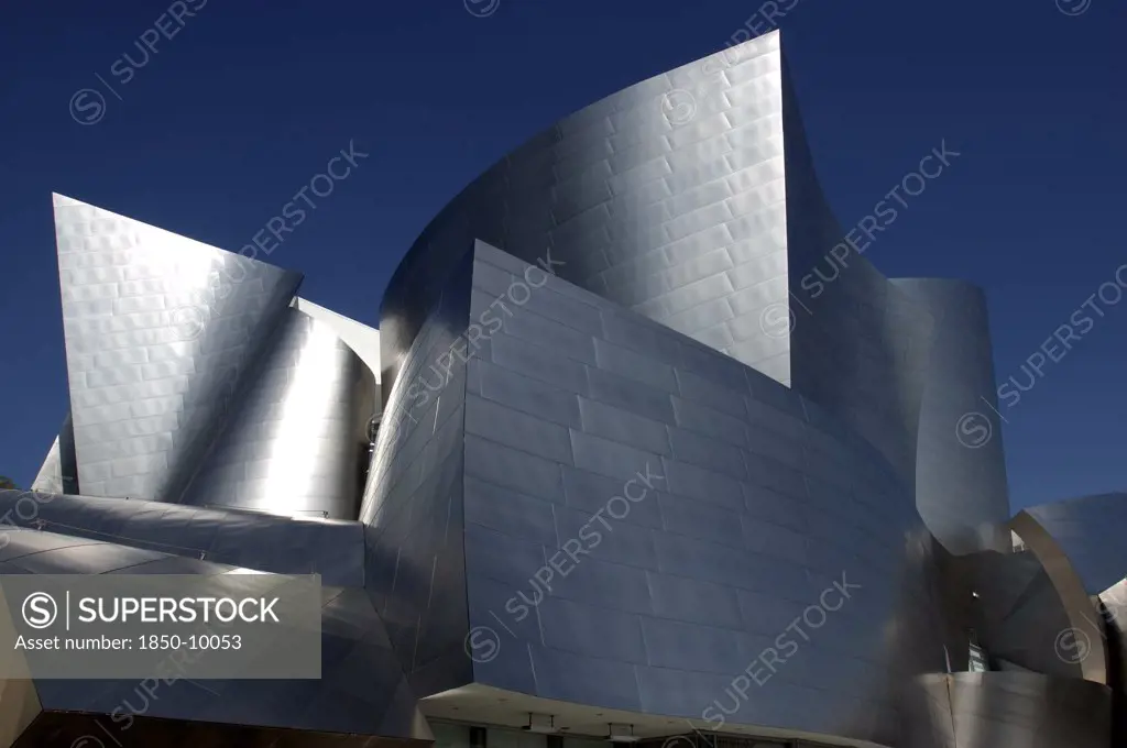 Usa, California, Los Angeles, The Walt Disney Concert Hall Modern Silver Exterior Designed By Frank Gehry