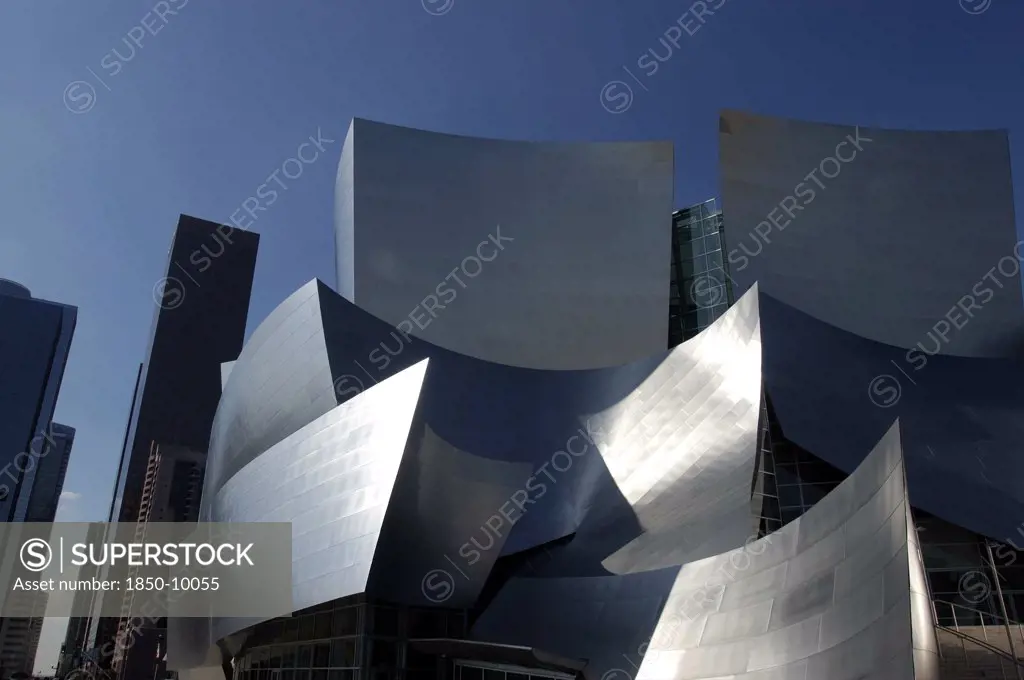 Usa, California, Los Angeles, The Walt Disney Concert Hall Modern Silver Exterior Designed By Frank Gehry