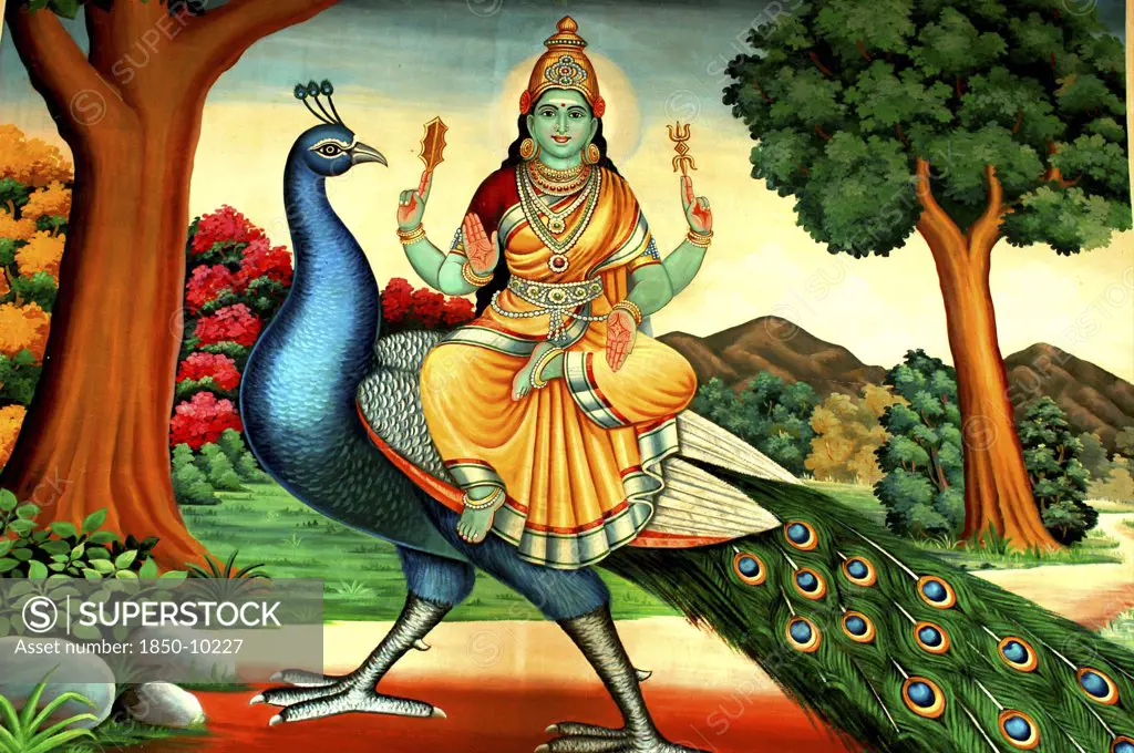 Singapore, , Colourful Mural In An Indian Hindu Temple