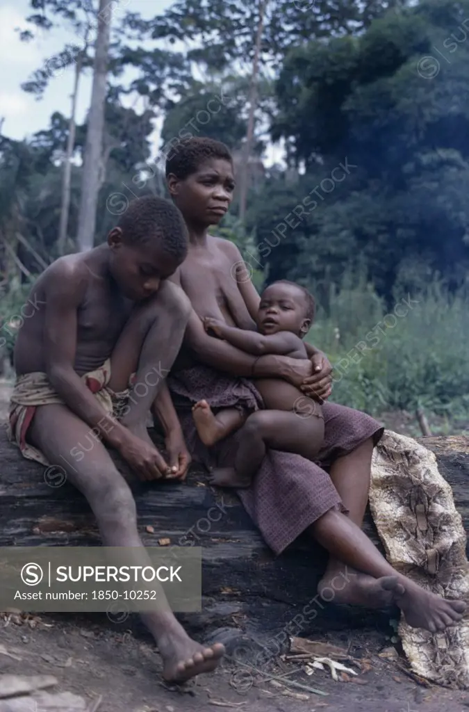 Congo, Ituri Forest, Mbuti Pygmy Family.