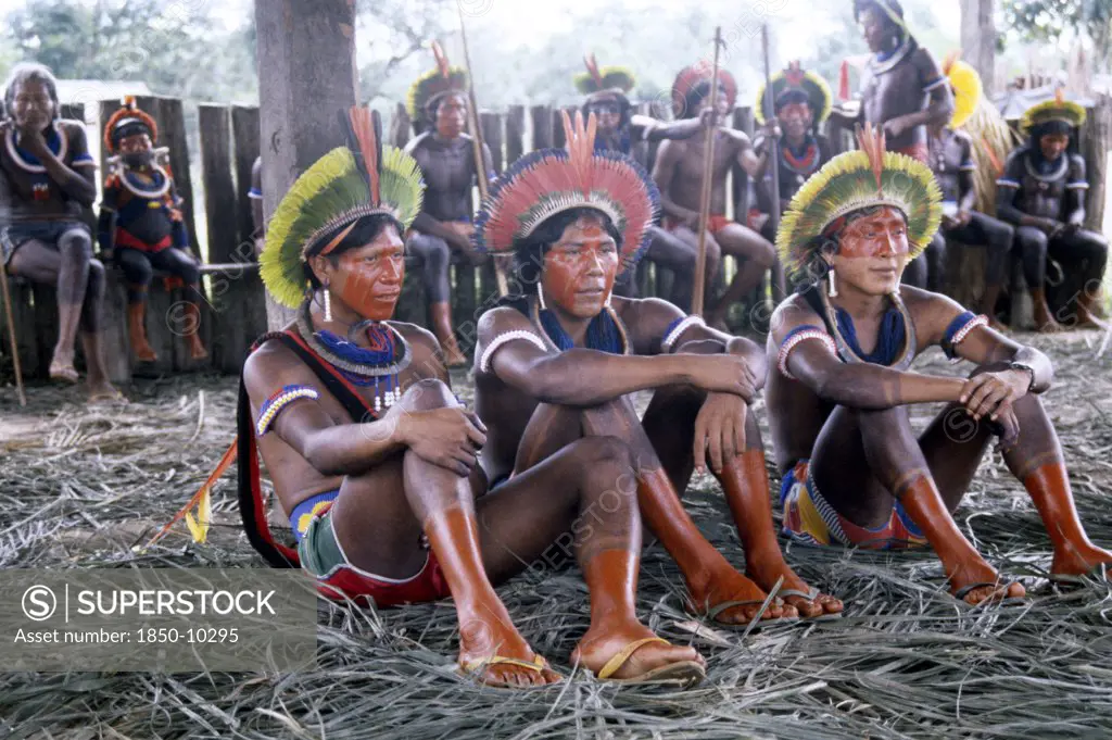 Brazil, Amazon, Young Kayapo Indian Men
