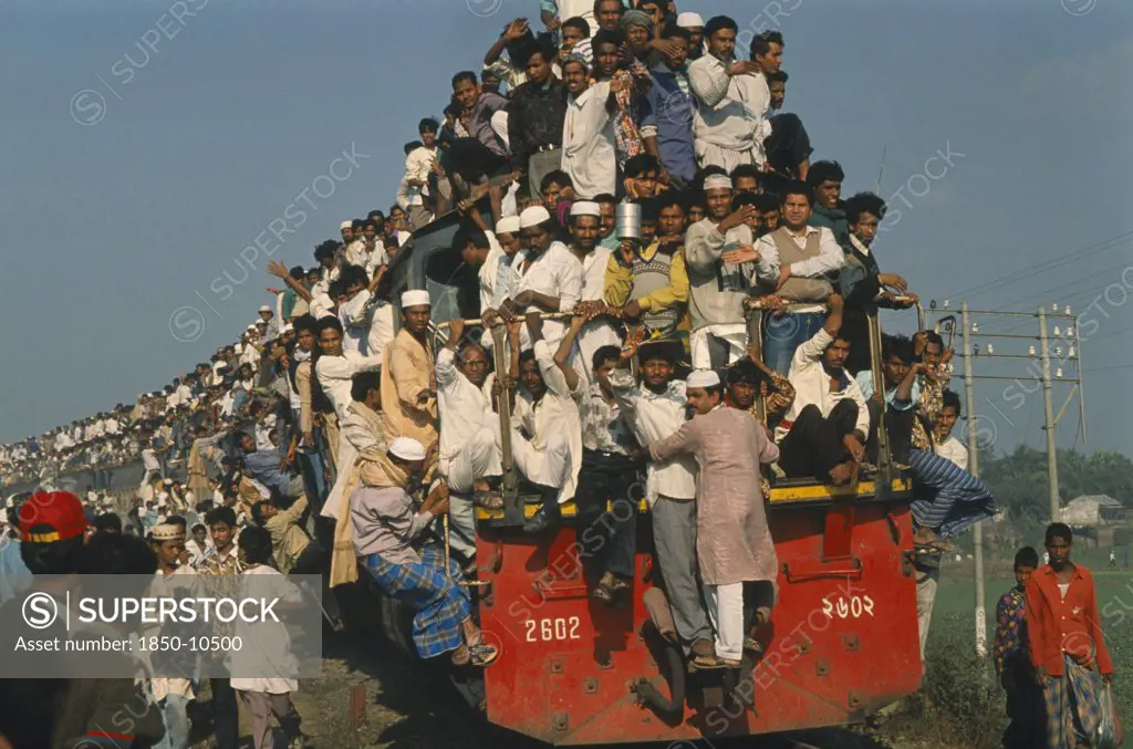 Bangladesh, Dhaka, Overloaded Pilgrim Train.