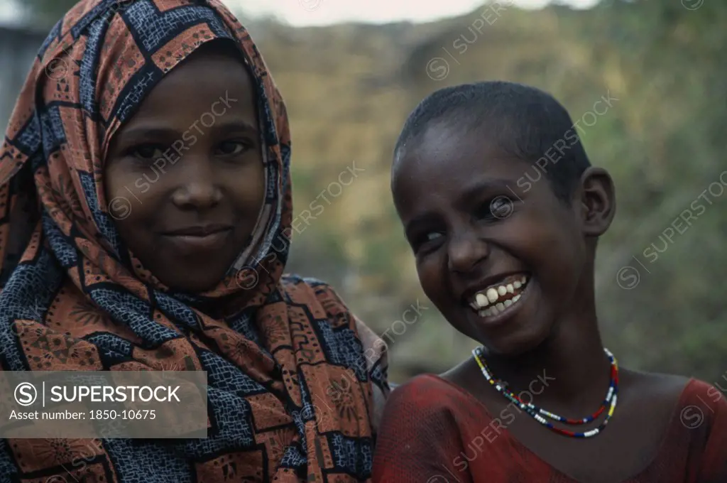 Somalia, Tribal People, Portrait Of Two Village Girls Near Baidoa.