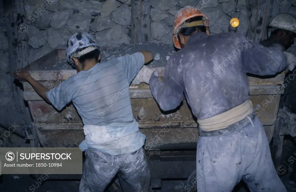 Bolivia, Potosi, Cerro Rico, 'Rosaria Mine.  Mining For Tin And Silver, Miners Working Underground.'