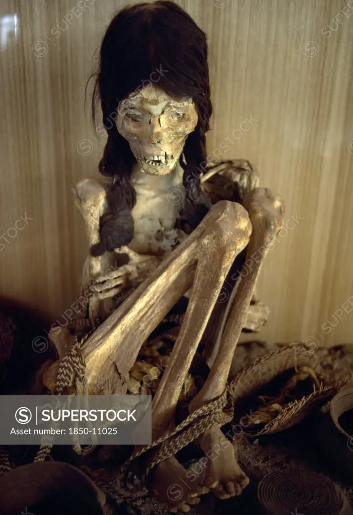 Chile, Antofagasta, San Pedro De Atacama, Chinchorro Mummy. Mummified Girl.