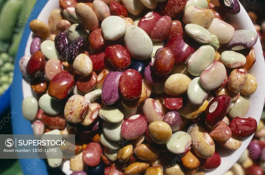Mexico, Chiapas, San Cristobal De Las Casas, Bowl Of Mixed Beans In The Market.