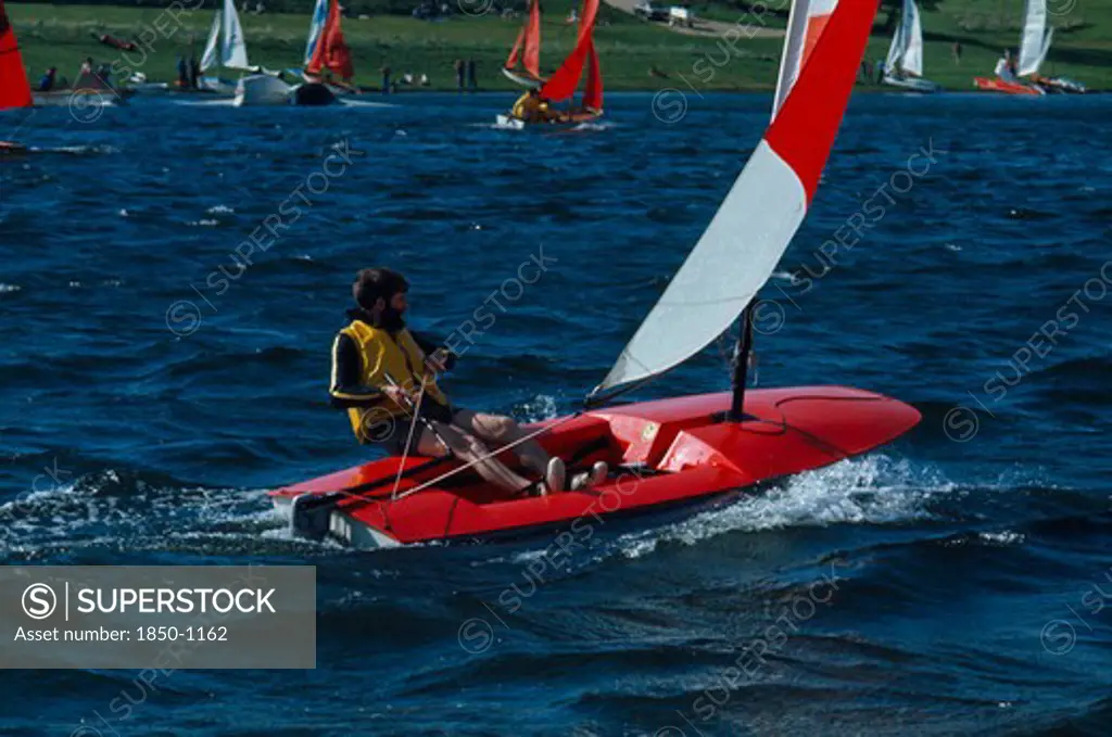 Sport,  Water Sport, Sailing, 'Sailing Dingy On Rutland Water, Leicestershire, England'