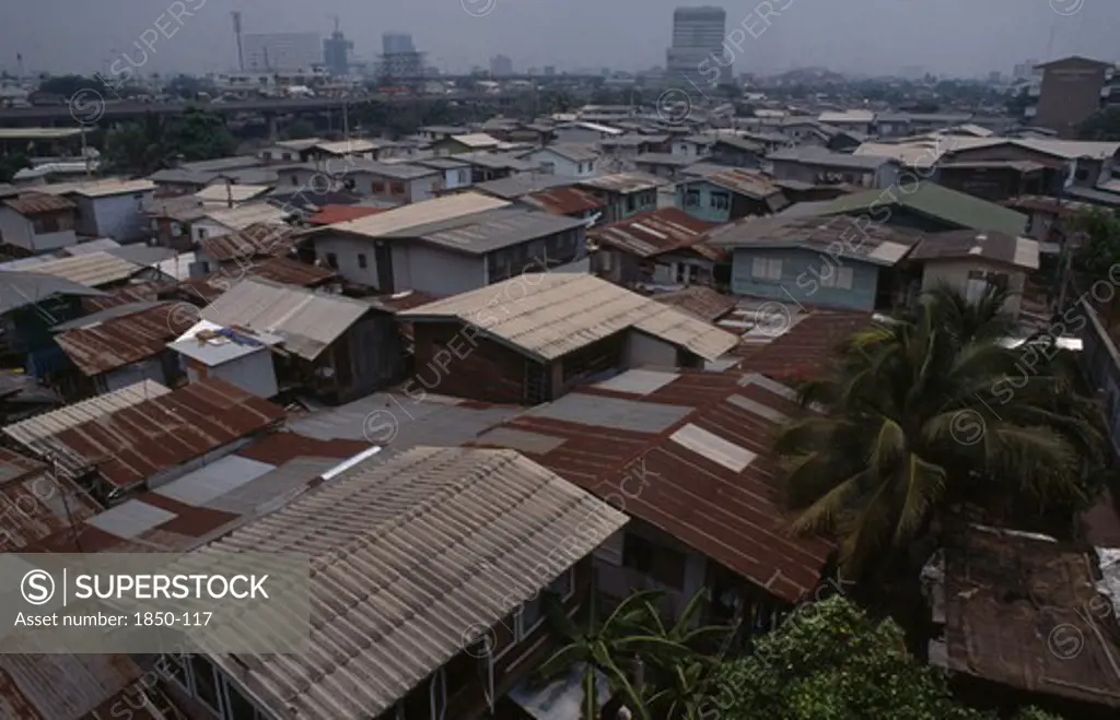 Thailand, Bangkok, Klong Toey, View Over The Rooftops Of Slum Housing Area