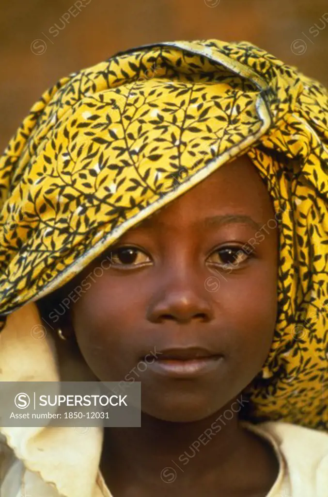 Ghana, Tribal People, Portrait Of Young Girl.