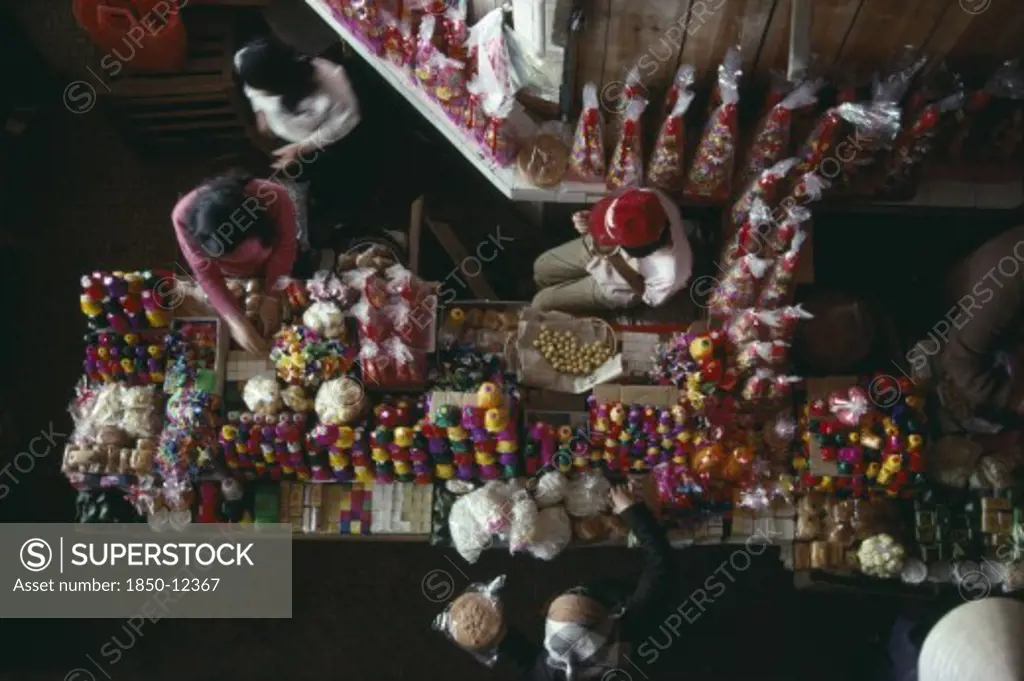 Vietnam, North, Festivals, Looking Down On Stall Selling Firecrackers For Tet Or New Year.