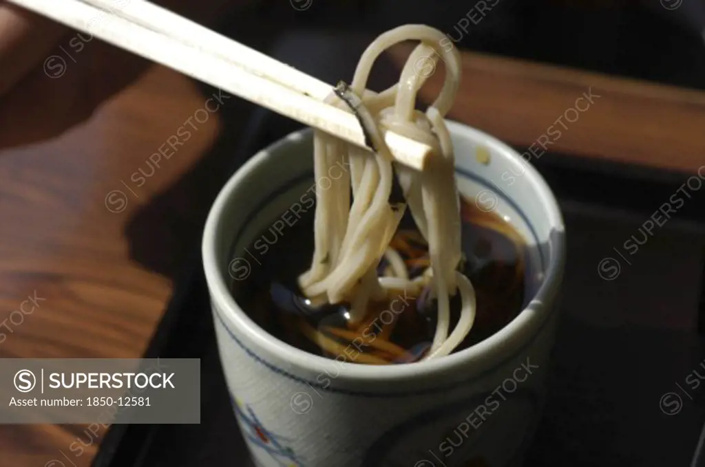 Japan, Chiba, Tako, '''Zaru Soba'' Cold Buckwheat Noodles, Dipped In ''Tsuyu'' Soy Sauce-Based Broth'