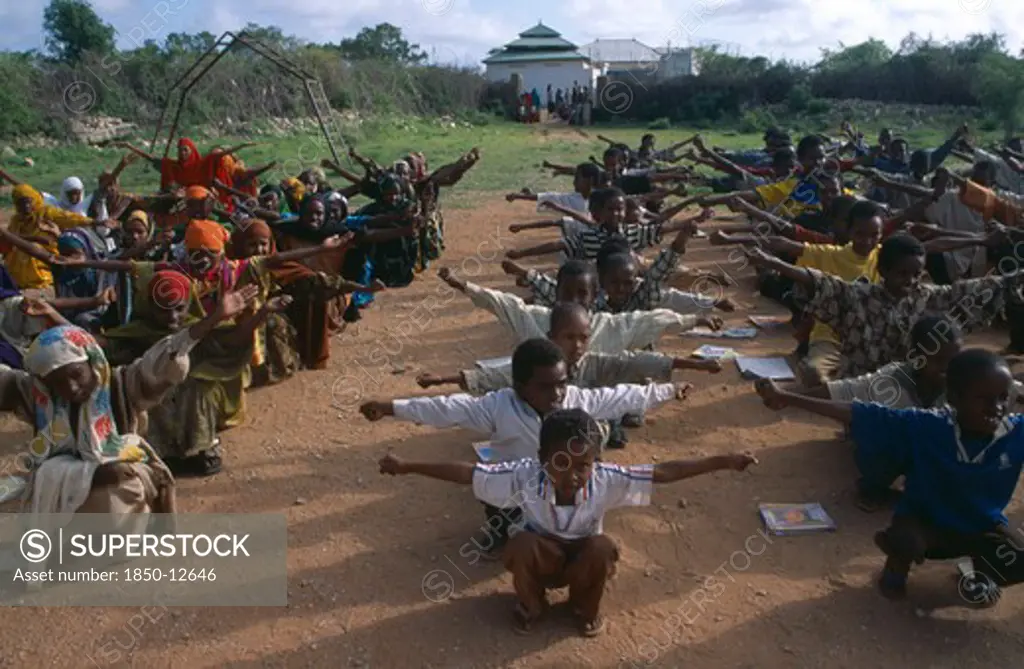 Somalia, Baidoa, Morning Assembly At Dr Ayub Primary School.