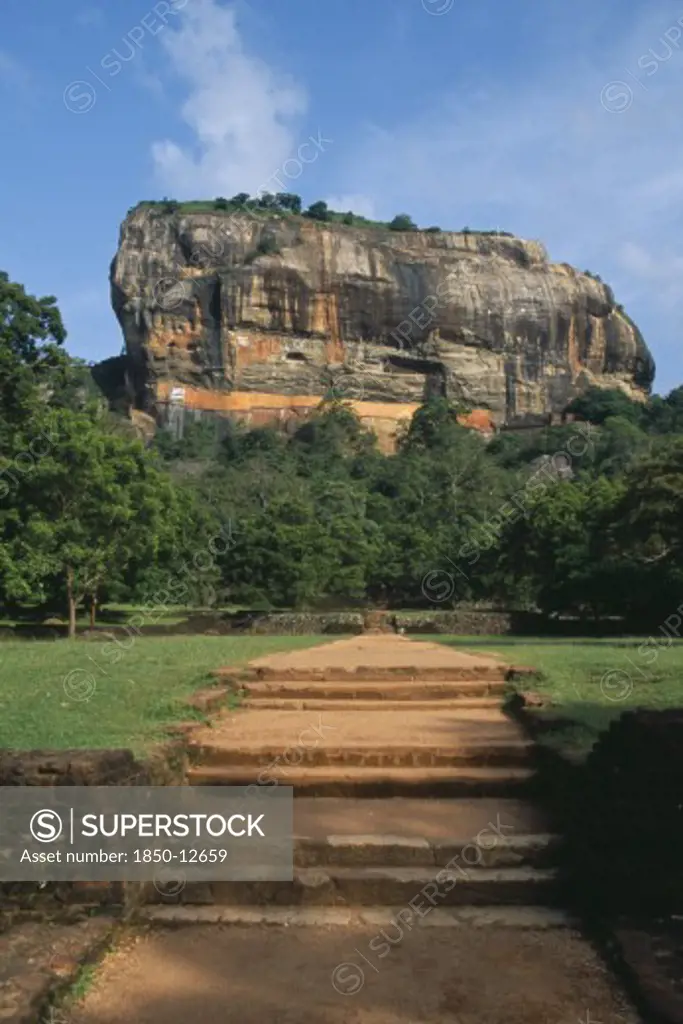 Sri Lanka, Sigiriya, View Along Path Toward Huge Monolithic Rock Site Of Fifth Century Citadel. Also Called Lion Rock.