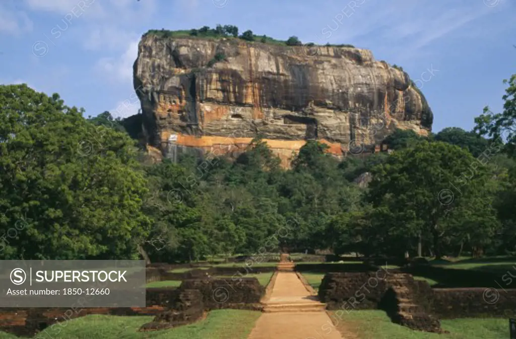 Sri Lanka, Sigiriya, View Along Path Toward Huge Monolithic Rock Site Of Fifth Century Citadel. Also Called Lion Rock.