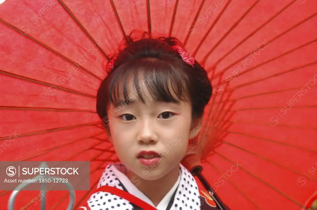 Japan, Chiba, Narita , '11 Year Old Shiori Ekai, A Tekomae, Young Girl Who Walks In Front Of The Wagon During Gion Matsuri'