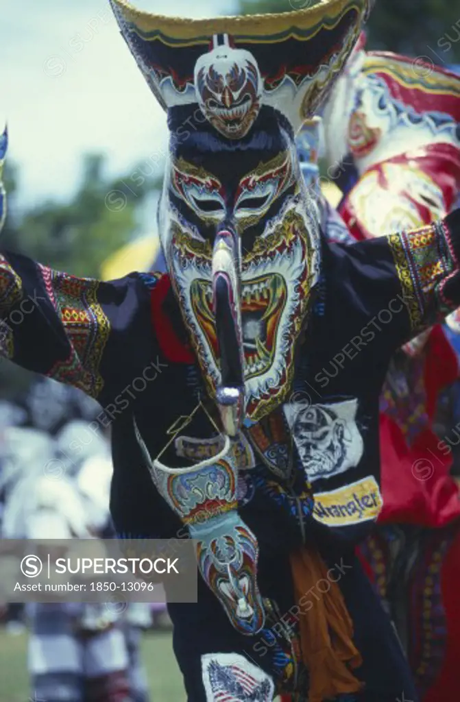 Thailand, Loei Province, Dan Sai, Phi Ta Khon Or Spirit Festival. Person Wearing Spirit Mask