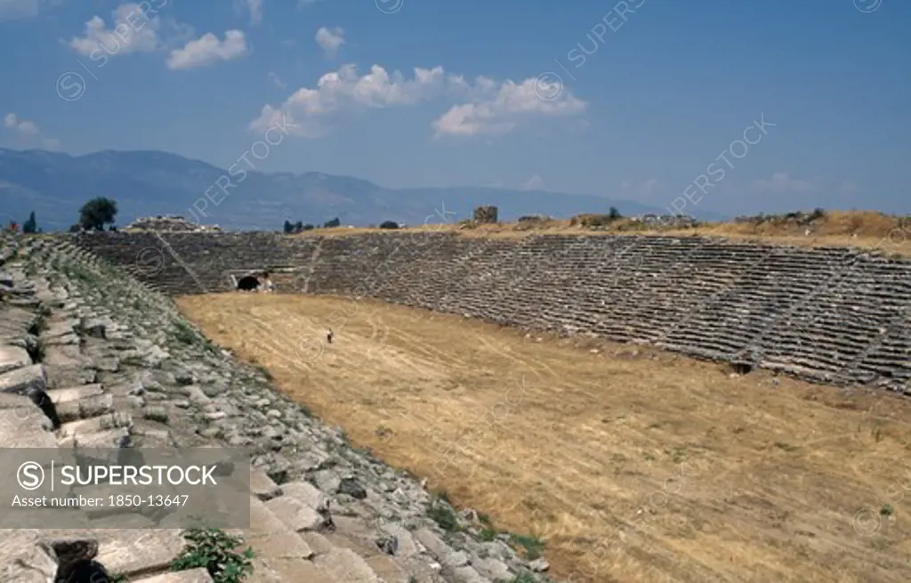 Turkey, Anatolia, Aphrodisias, 'View Over The Ancient Greek Stadium Ruins Dating From 6Th Century Bc Which Seated Approx 30,000'