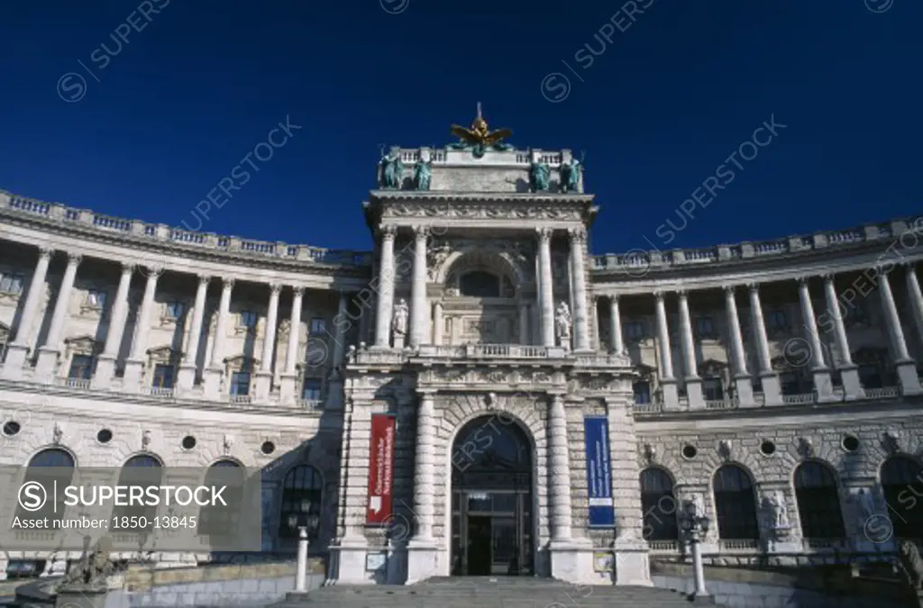Austria, Vienna, Hofburg Royal Palace. New Castle Section With Entrance To National Library