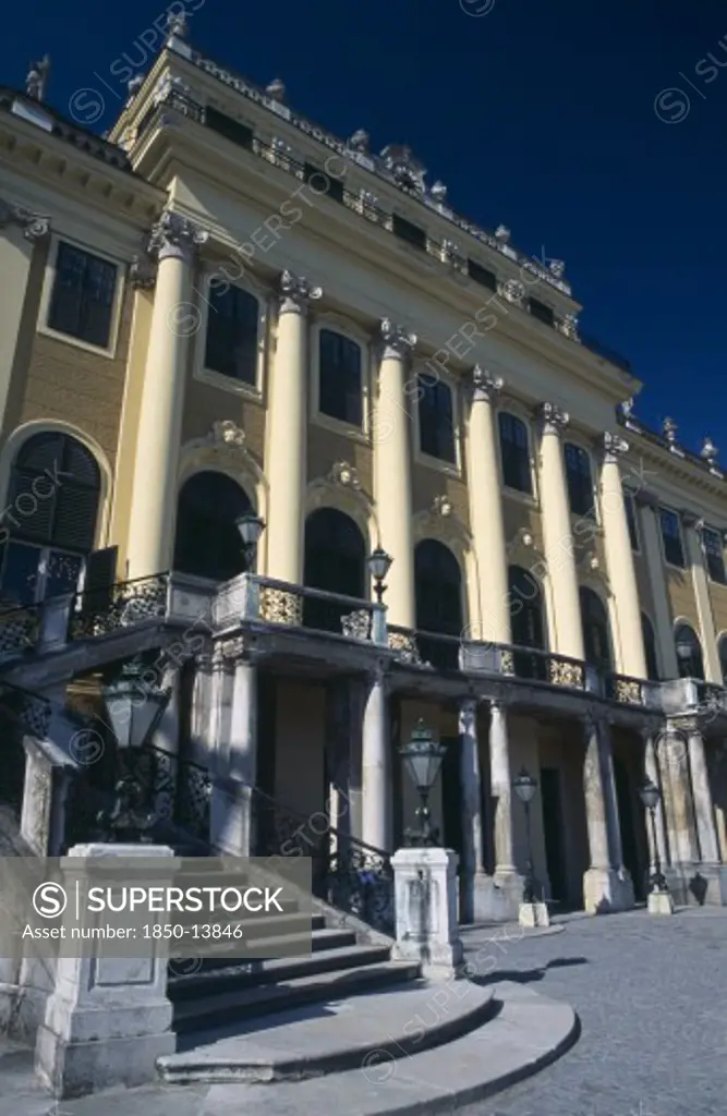 Austria, Vienna, Schonbrunn Palace Steps And Columned Facade