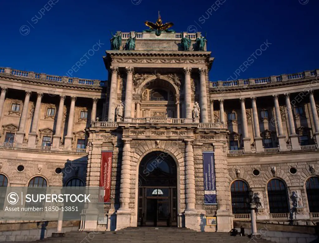 Austria, Vienna, Hofburg Royal Palace. New Castle Section With Main Entrance To National Library